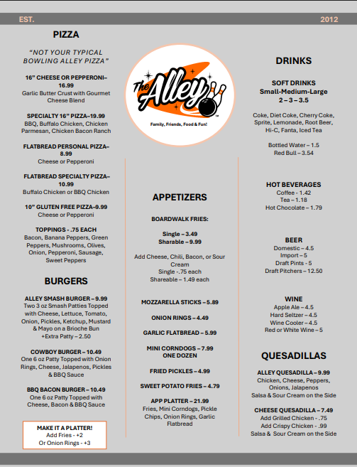 updated menu june 2025